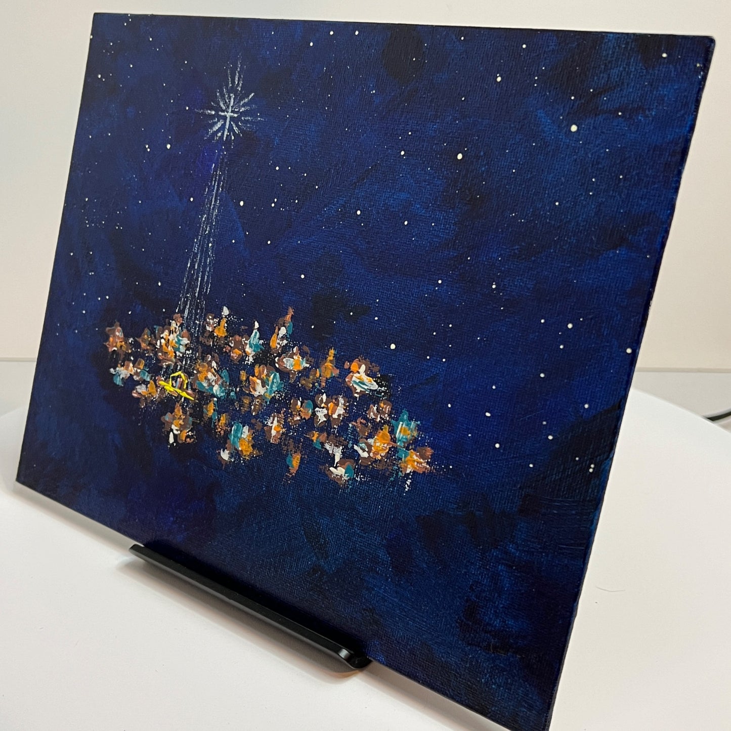 Christmas Star of Bethlehem 8 Holiday Theme Acrylic Painting in 8" x 10"