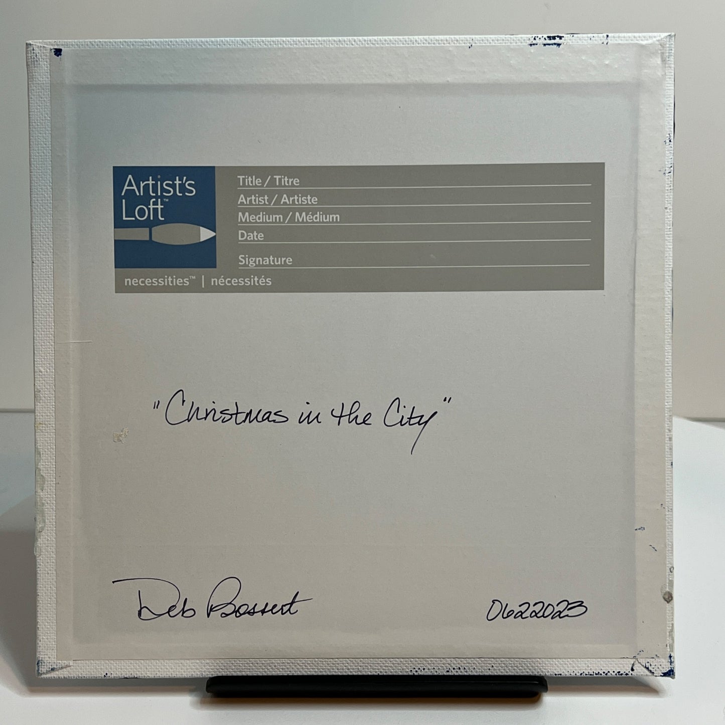 Christmas in the City - Unique Holiday Theme Original Acrylic Painting - Size 8" x 8"