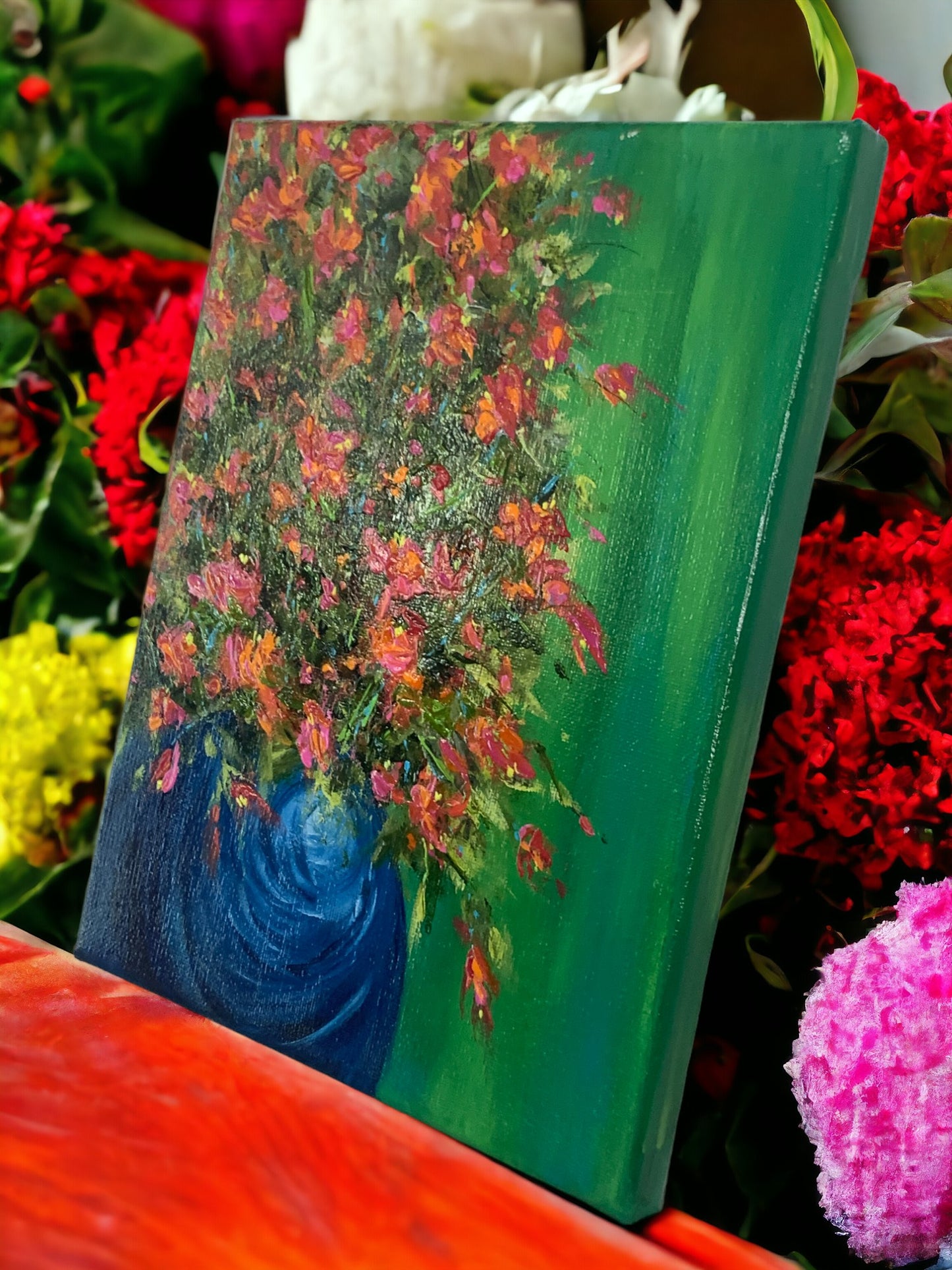 Bouquet 2 Acrylic on Canvas Original Landscape Painting in Size 8" x 10"
