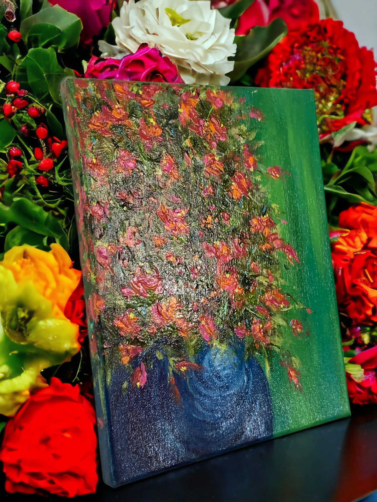 Bouquet 2 Acrylic on Canvas Original Landscape Painting in Size 8" x 10"