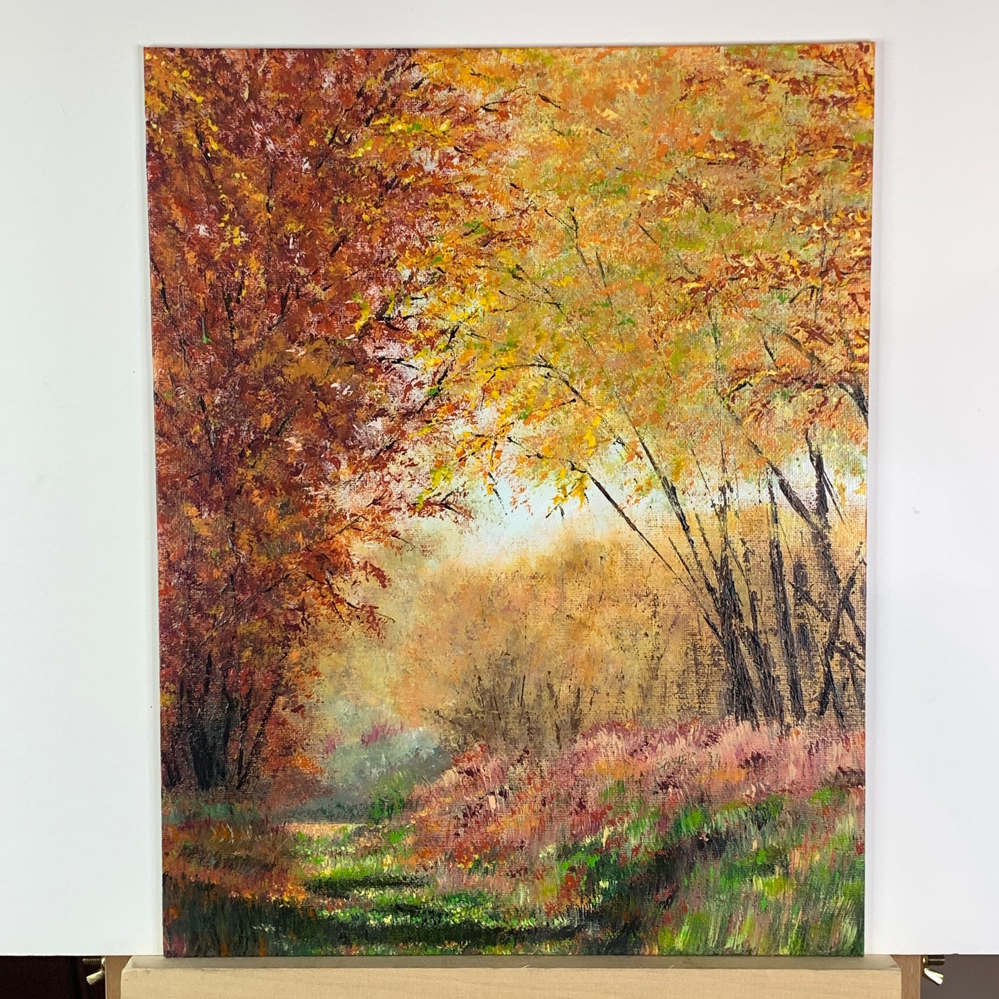 Shades of Autumn, 11 x 14 Acrylic Painting, Fall Theme Landscape Artwork