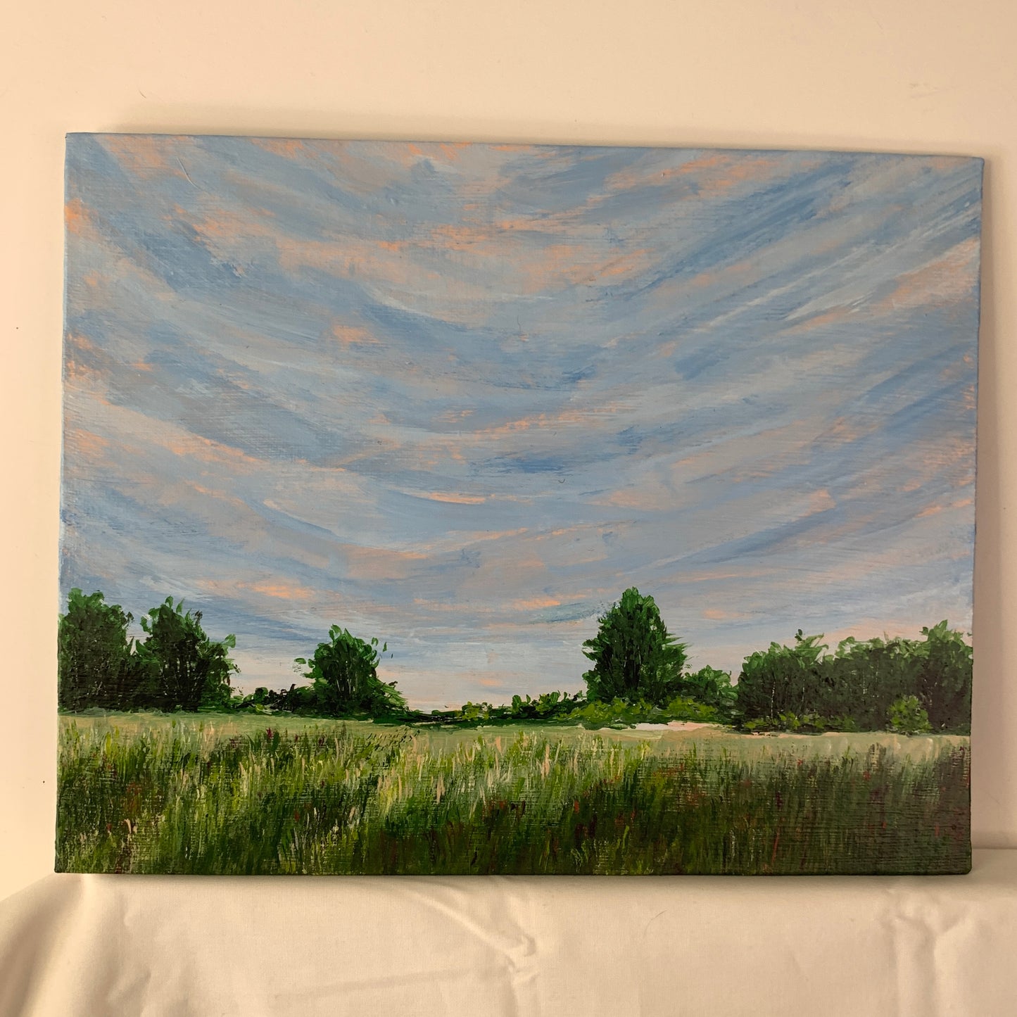 Across the Fields, 8" x 10" Landscape Acrylic on Canvas Nature Painting