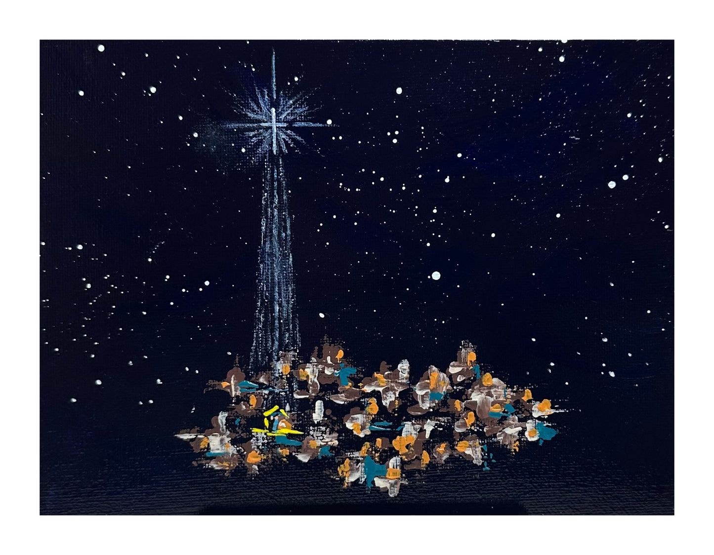 Christmas Star of Bethlehem 6 Holiday Theme Painting, 6 x 8