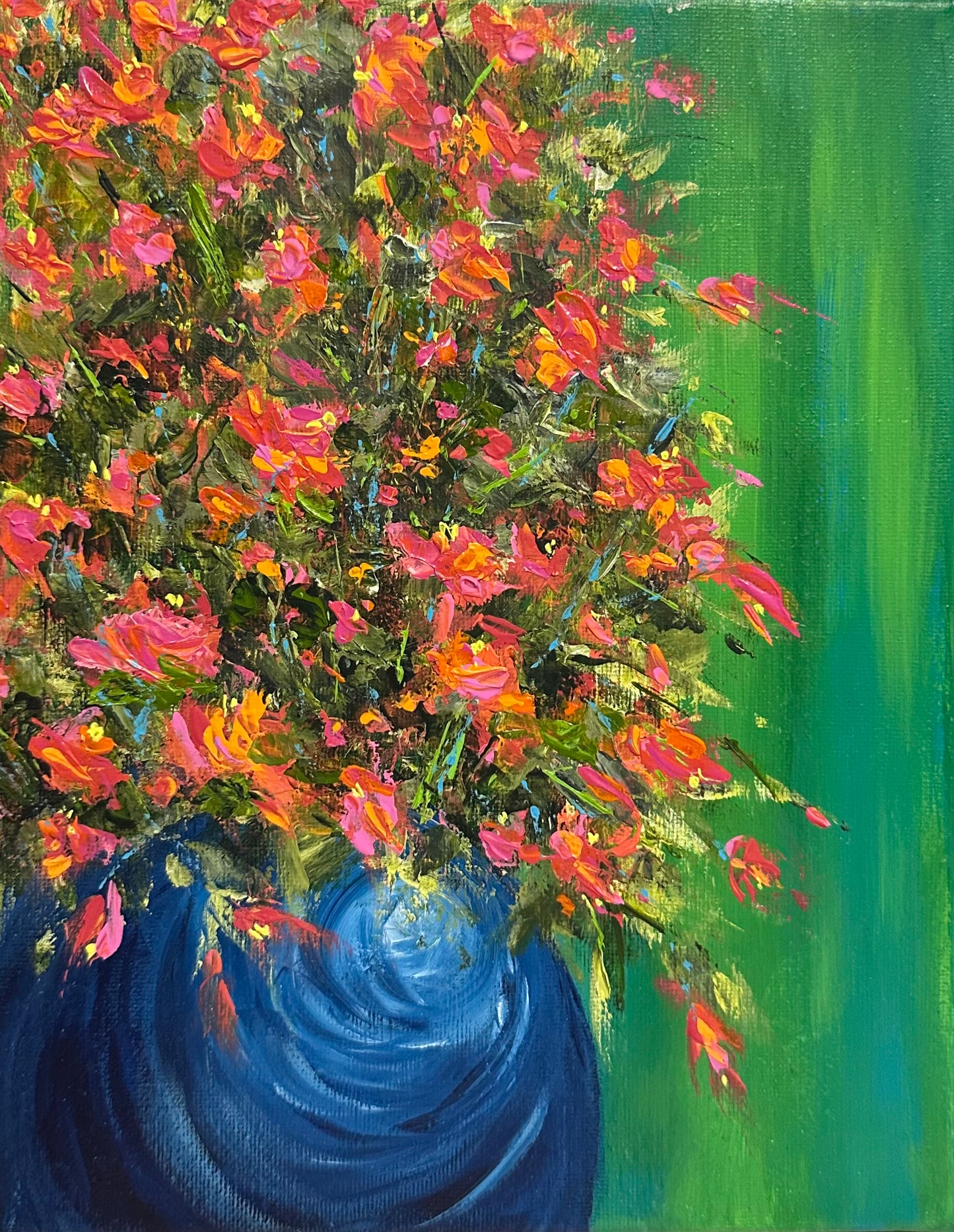 Bouquet 2 Acrylic on Canvas Original Landscape Painting in Size 8" x 10"