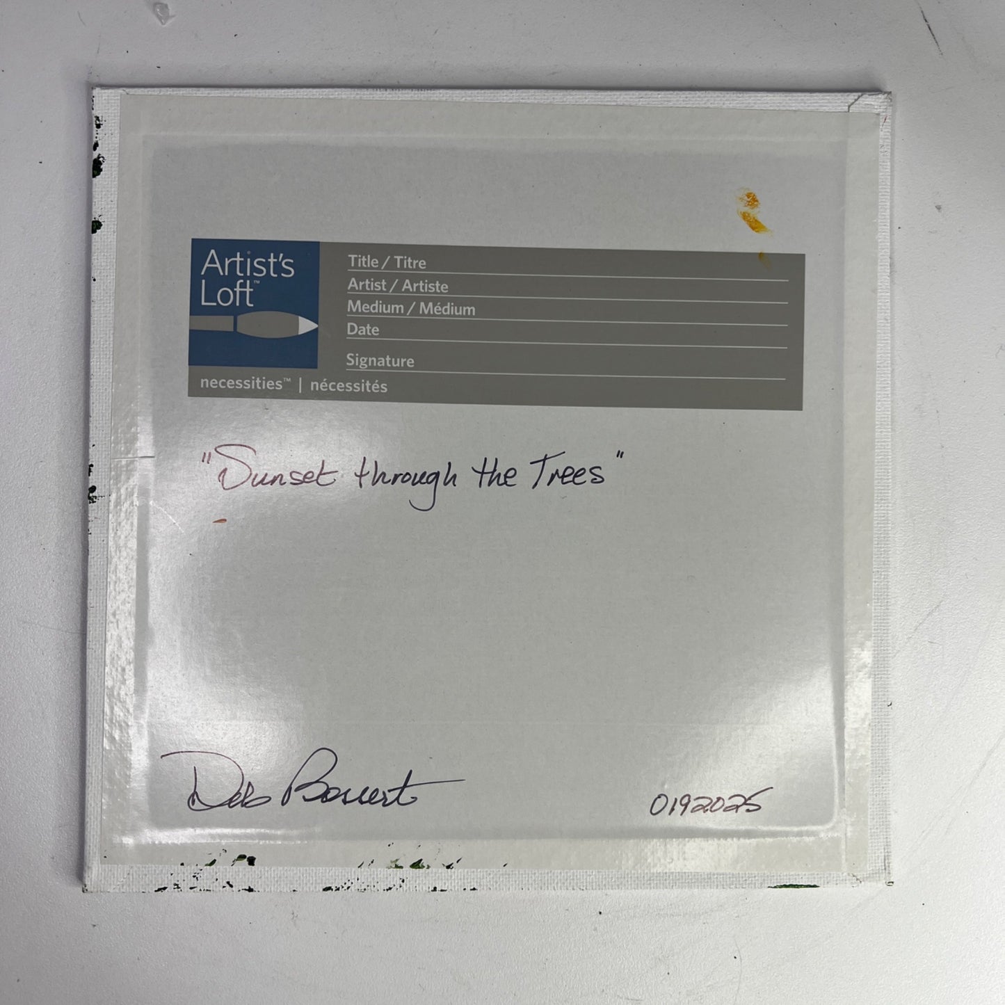 Sunset Through The Trees Hand-Painted Acrylic Artwork Unframed 8 x 8 Inches