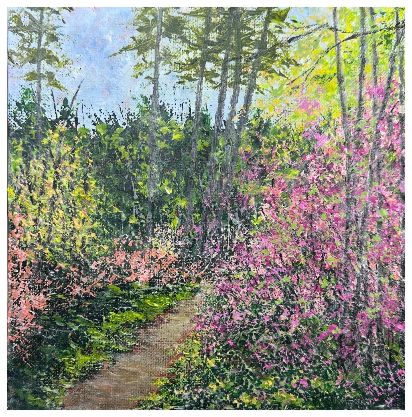 Walk With Nature - Original Landscape Acrylic Painting In Size 8" x 8"