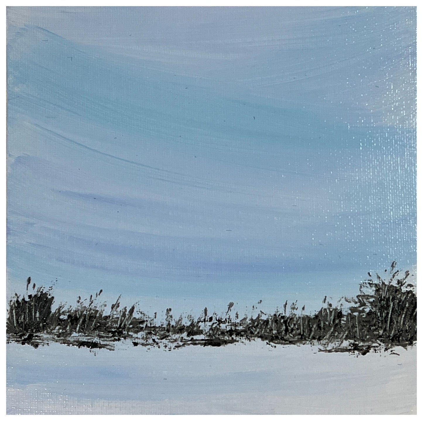 On A Winter Day By Deb Bossert Artworks 6" x 6" Original Acrylic Painting