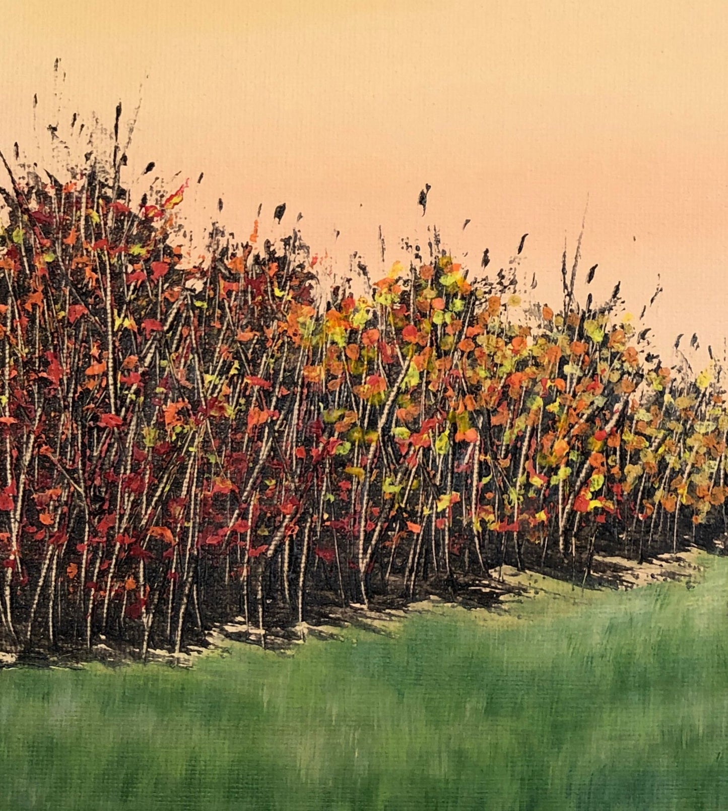 Autumn Sundown By Deb Bossert Artworks 8" x 8" Original Acrylic Painting