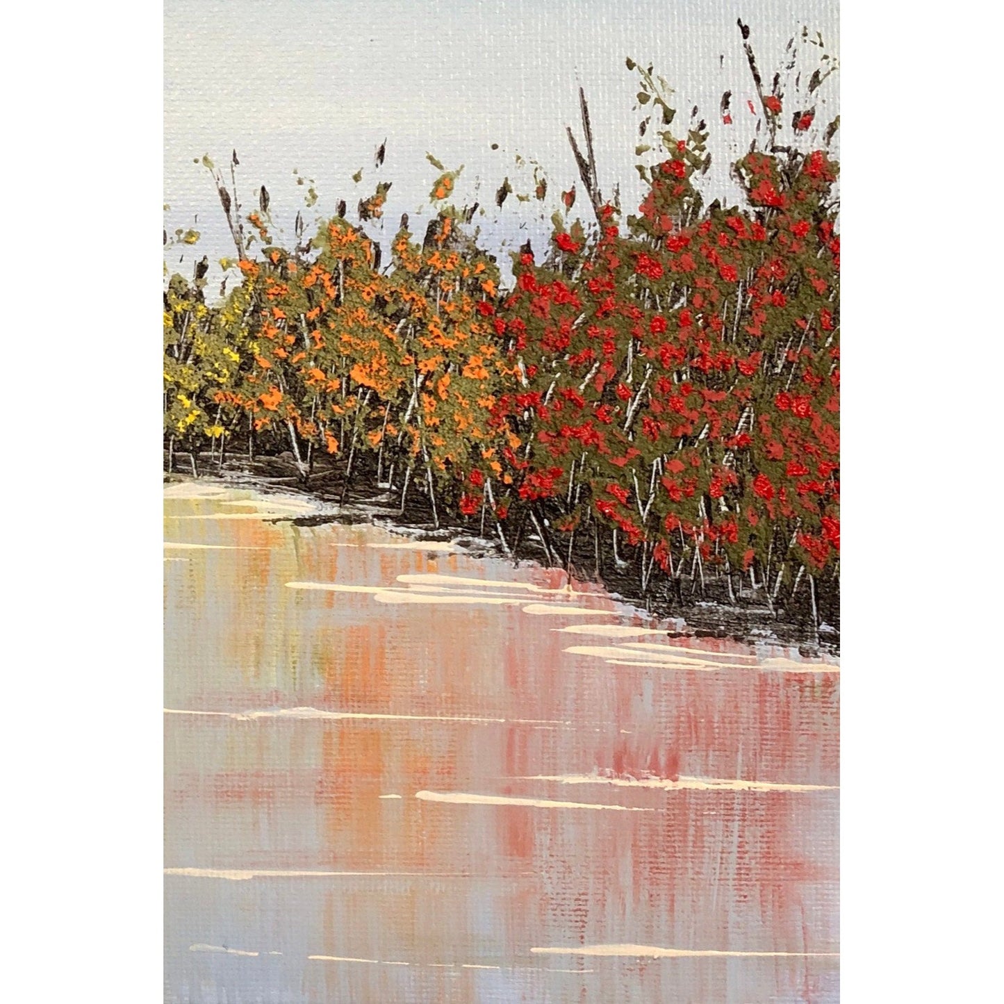 Autumn Wonder - Original Acrylic Mixed Media Painting, 8 x 8, Landscape, Artist Signed