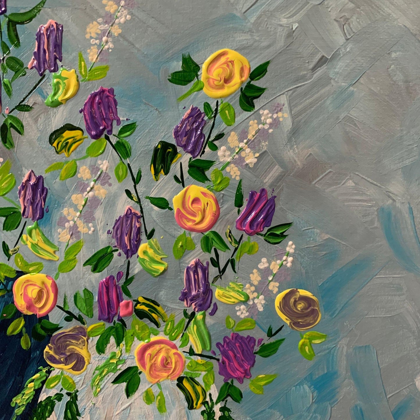 Vases of Violet, Floral Art, Original Acrylic Painting, 12 x 12