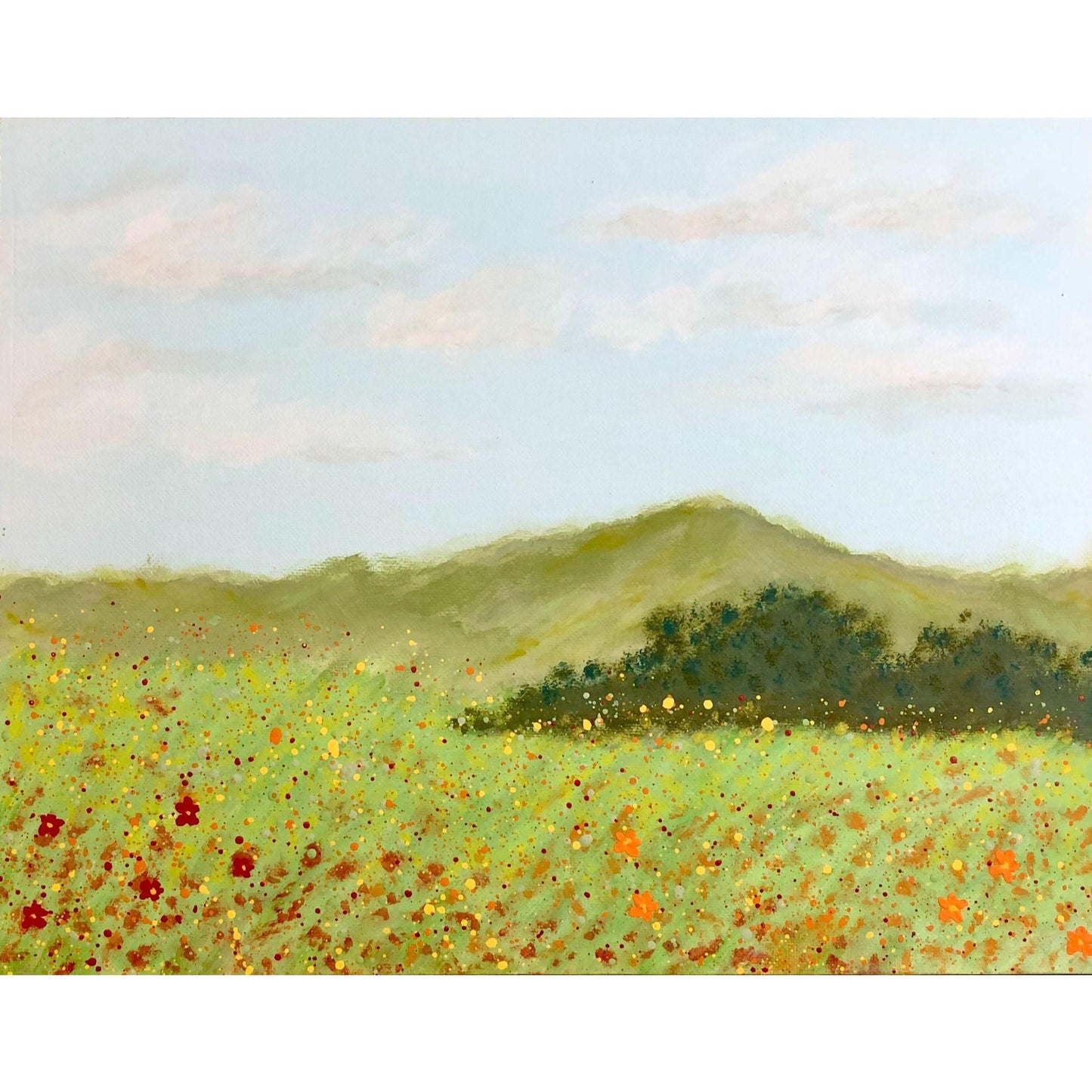 Flower Fields, Original Painting, Acrylic, Signed, 11 x 14, Unique Art