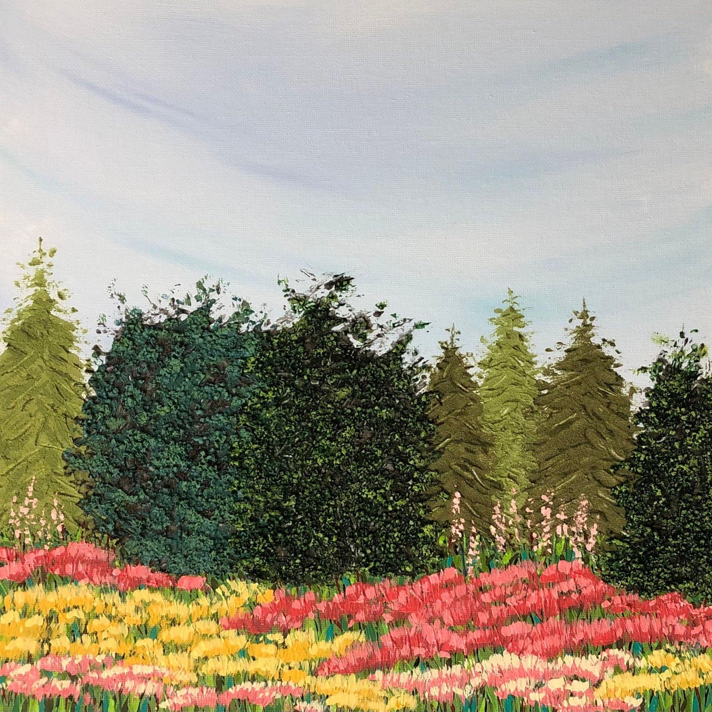 Where Flowers Bloom, Original Painting, Acrylic, Signed, 12 x 12, Unique Art