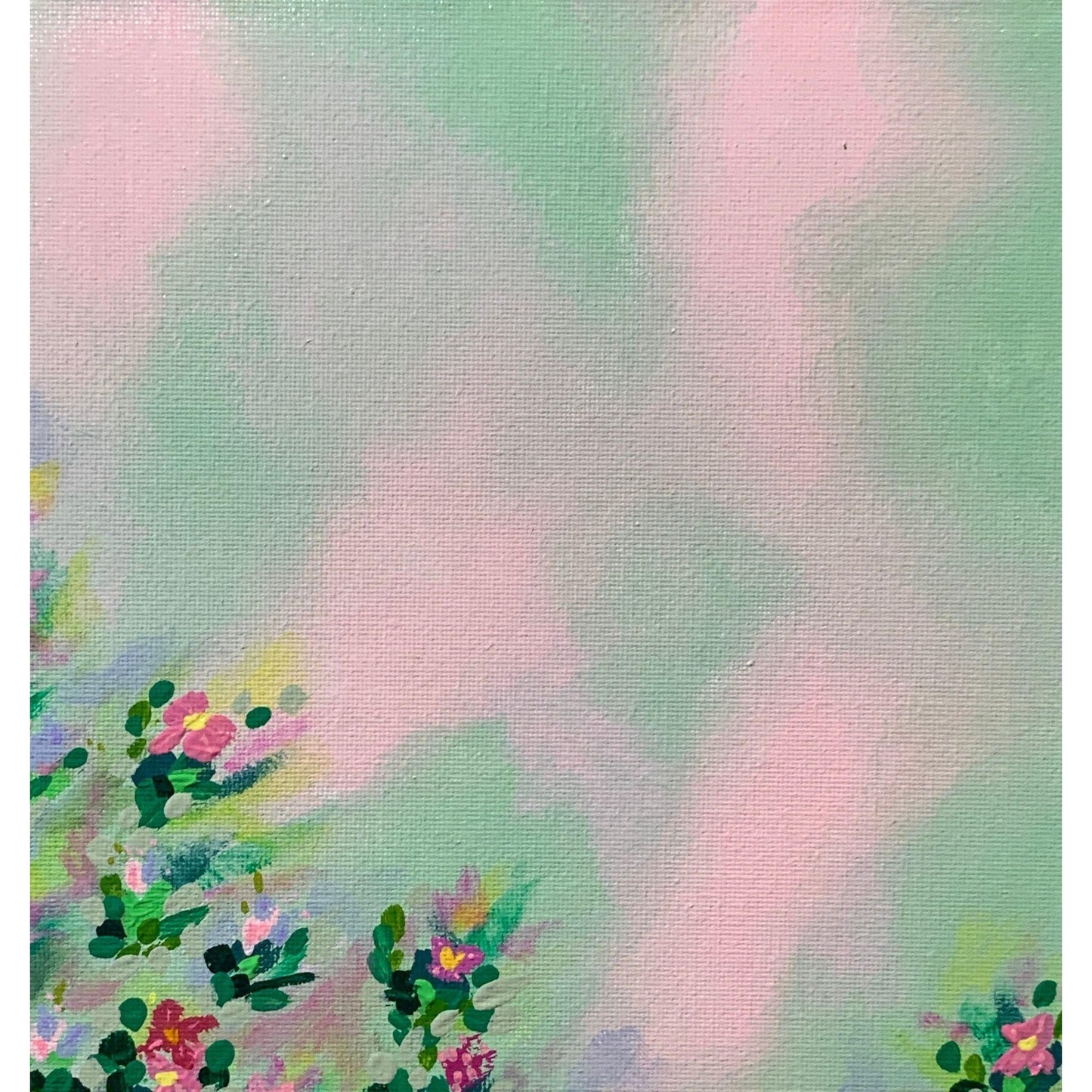 Magenta and Pink Wildflowers Painting, Original Artwork, Acrylic, Abstract Design, 9 x 12, Unframed