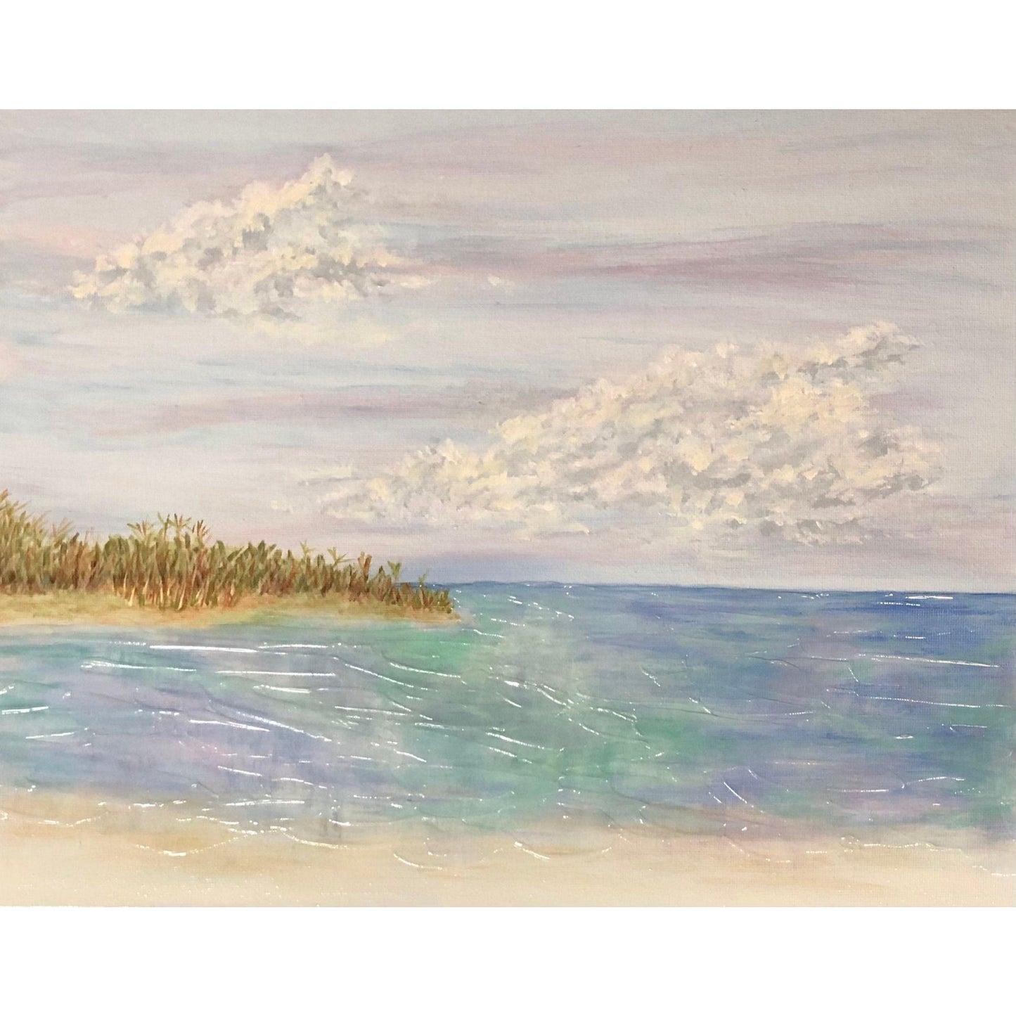 Toes in the Sand Original Acrylic Painting, Signed, 11 x 14, Unique Art