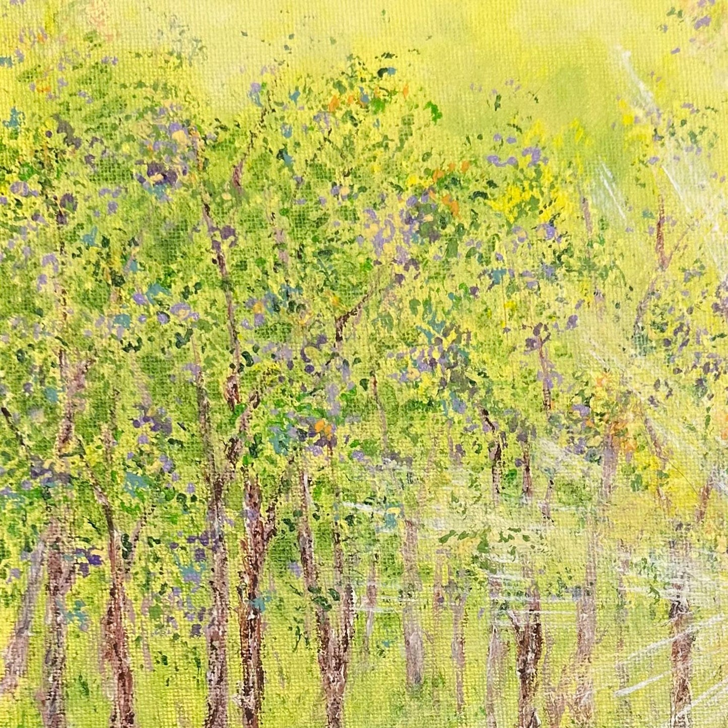 Here Comes The Sun - Acrylic Forest Landscape Painting by Deb Bossert Artworks