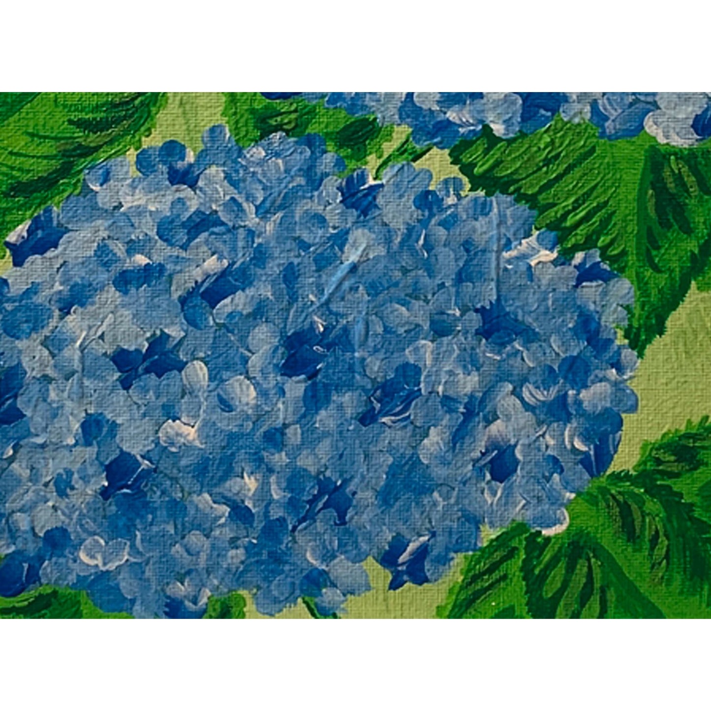 Hydrangea Blues Framed 8 x 10 Original Acrylic Floral Painting, Artist Signed