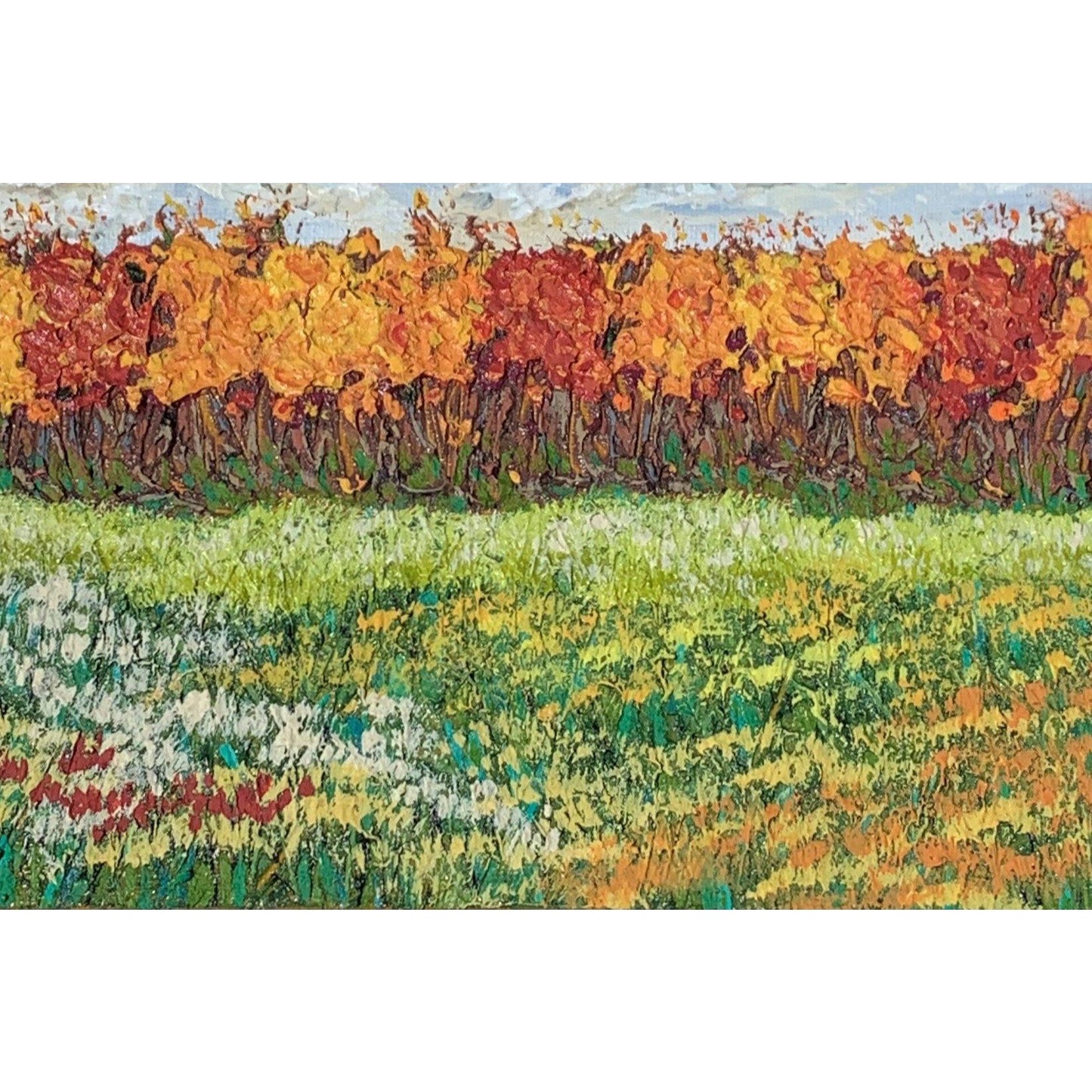 Autumn on My Mind, Original Acrylic Mixed Media Painting, 8 x 8, Artist Signed