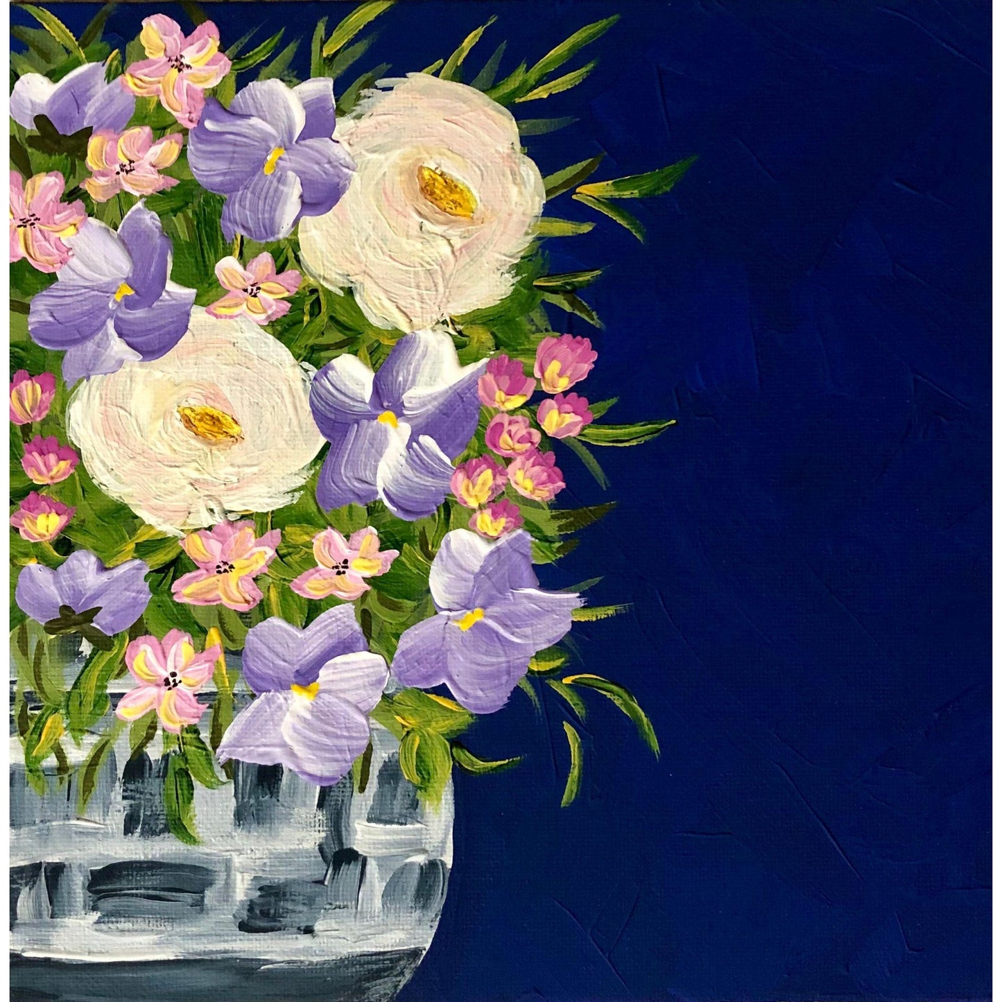 The Blues, Original Acrylic Painting, 8 x 8, Handmade, Artist Signed