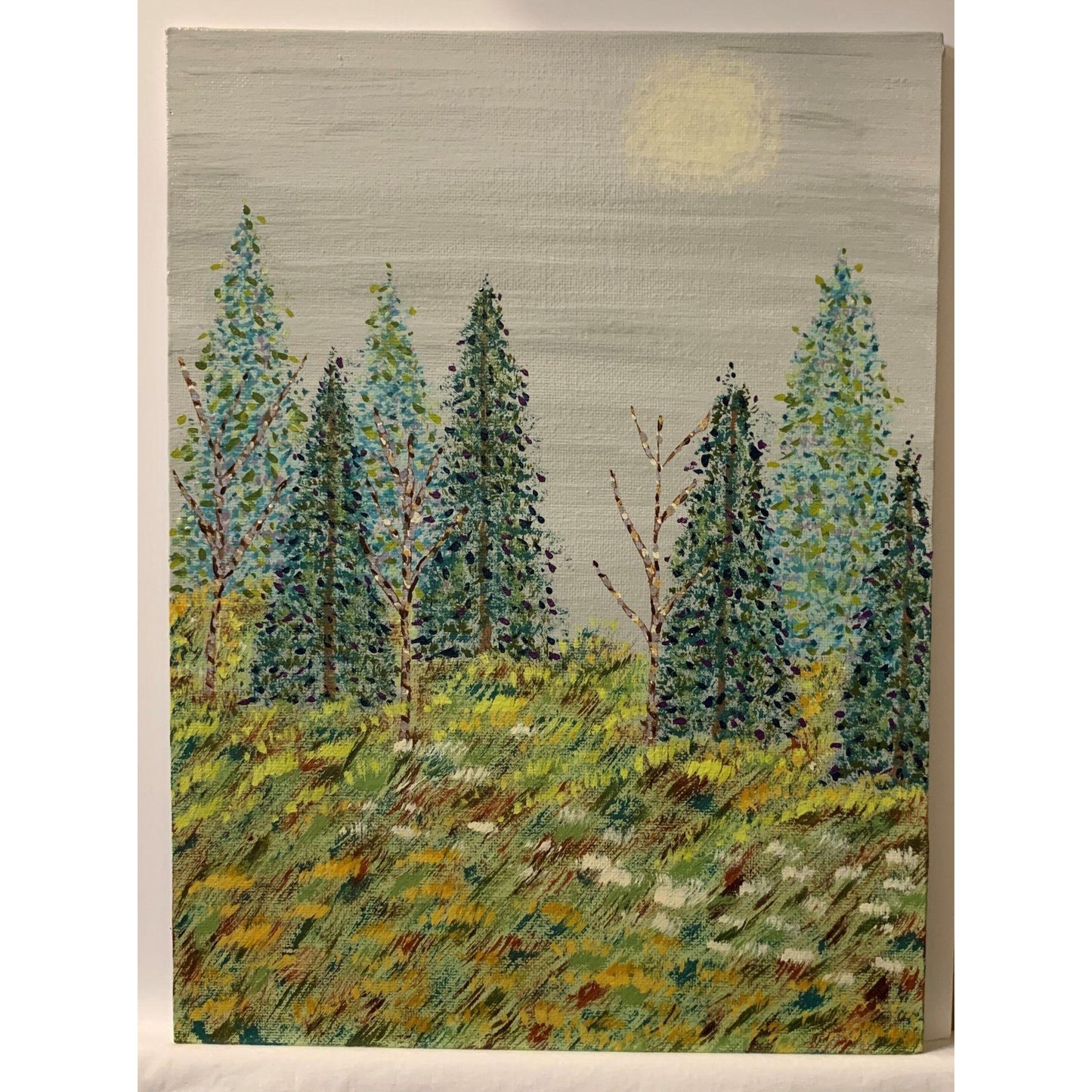 Pines Stand Tall, Original Acrylic Painting, 9 x 12