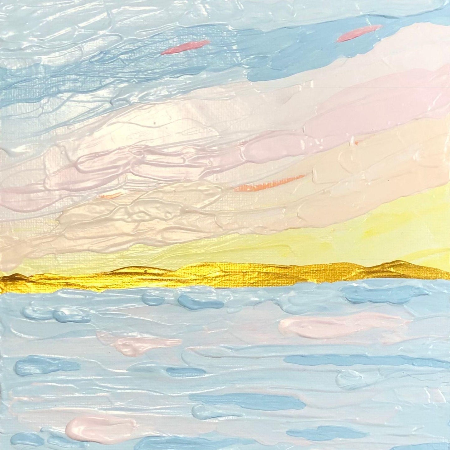 Cotton Candy Days 6 x 6 Acrylic Painting, Signed