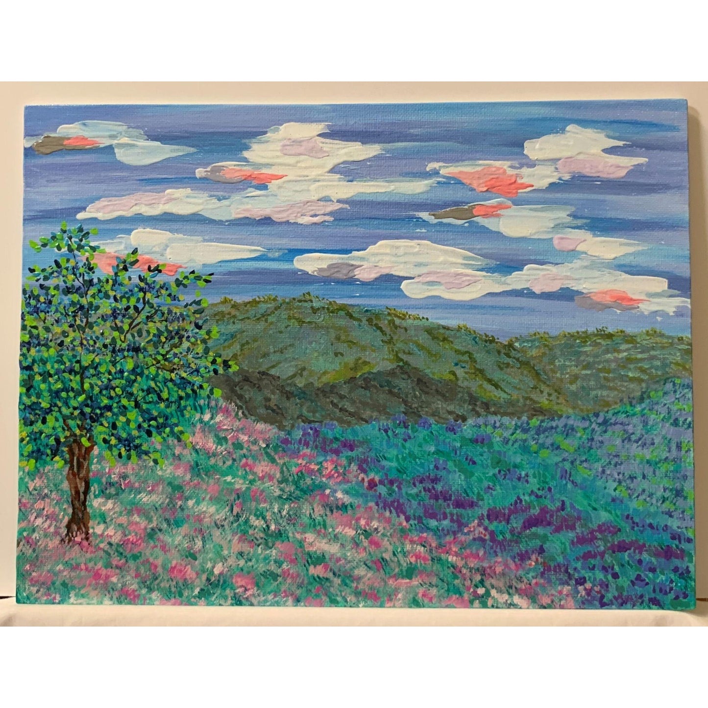 Pink Shades and Scapes Original Painting, Acrylic, Signed, 9 x 12