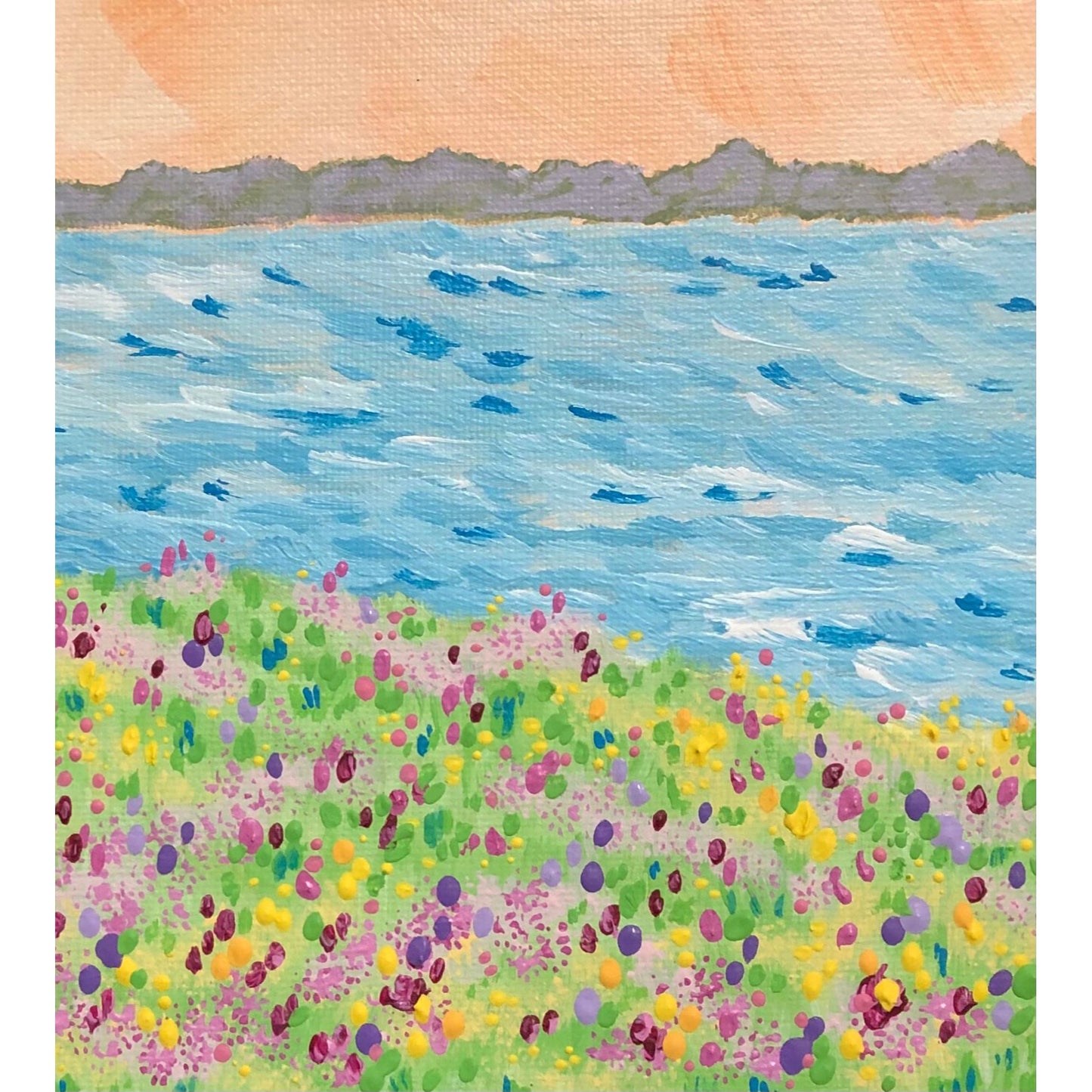 First Light 8" x 8 Landscape Acrylic Original Painting, Signed, Unique Art