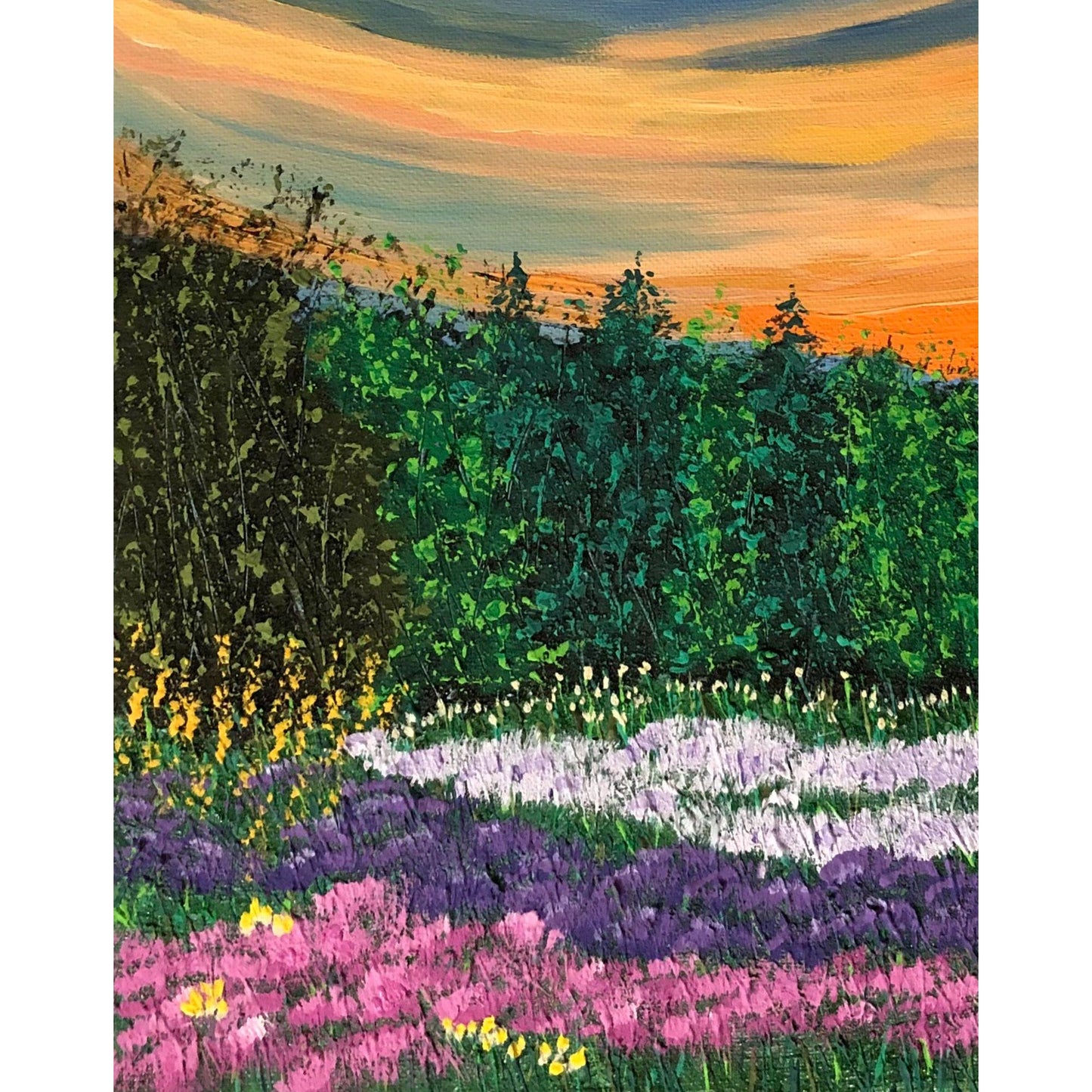 Dawning Meadow, Original Painting, Acrylic, Signed, 12 x 12, Unframed