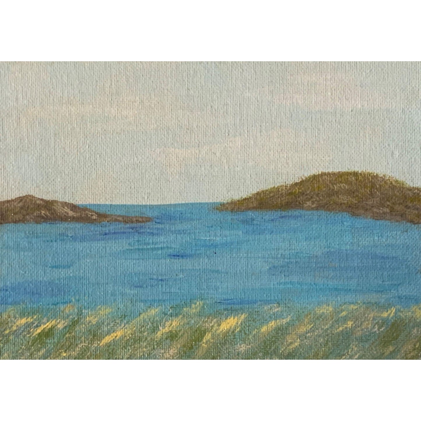 Land and Sea, Original Acrylic Painting, 5 x 7, Unframed, Artist Signed