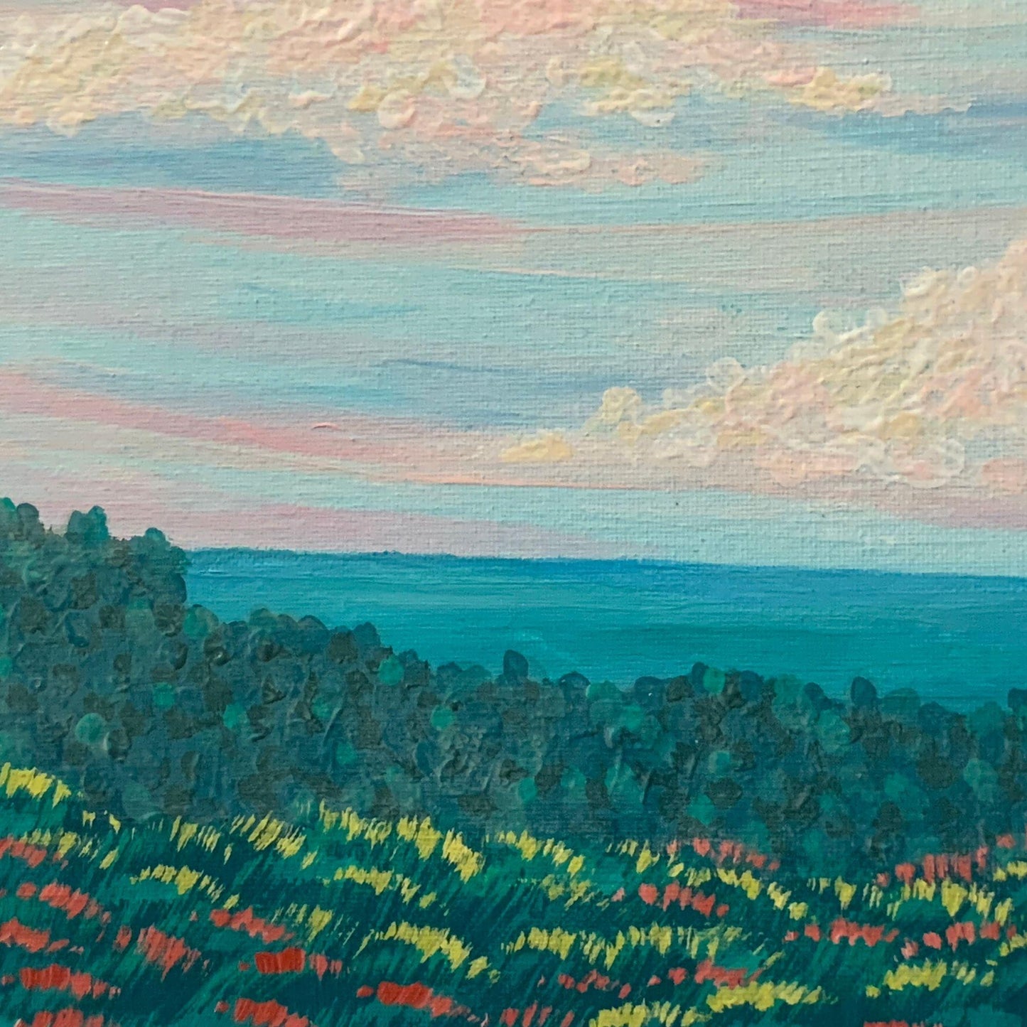 Sunrise and the Sea Original Painting, Acrylic, Signed, 9 x 12, Unframed