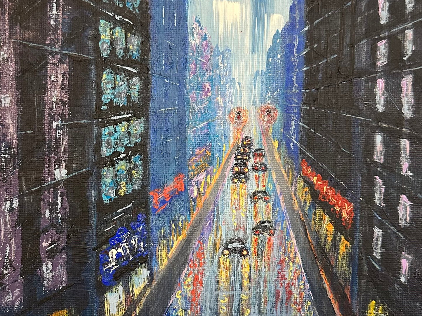 Cityscape 1 By Deb Bossert Artworks 8" x 8" Original Acrylic Painting