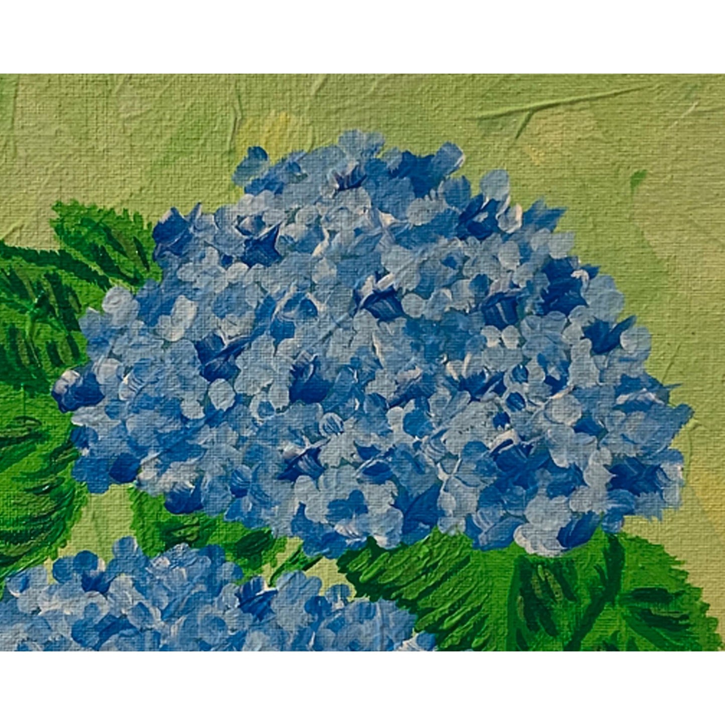 Hydrangea Blues Framed 8 x 10 Original Acrylic Floral Painting, Artist Signed