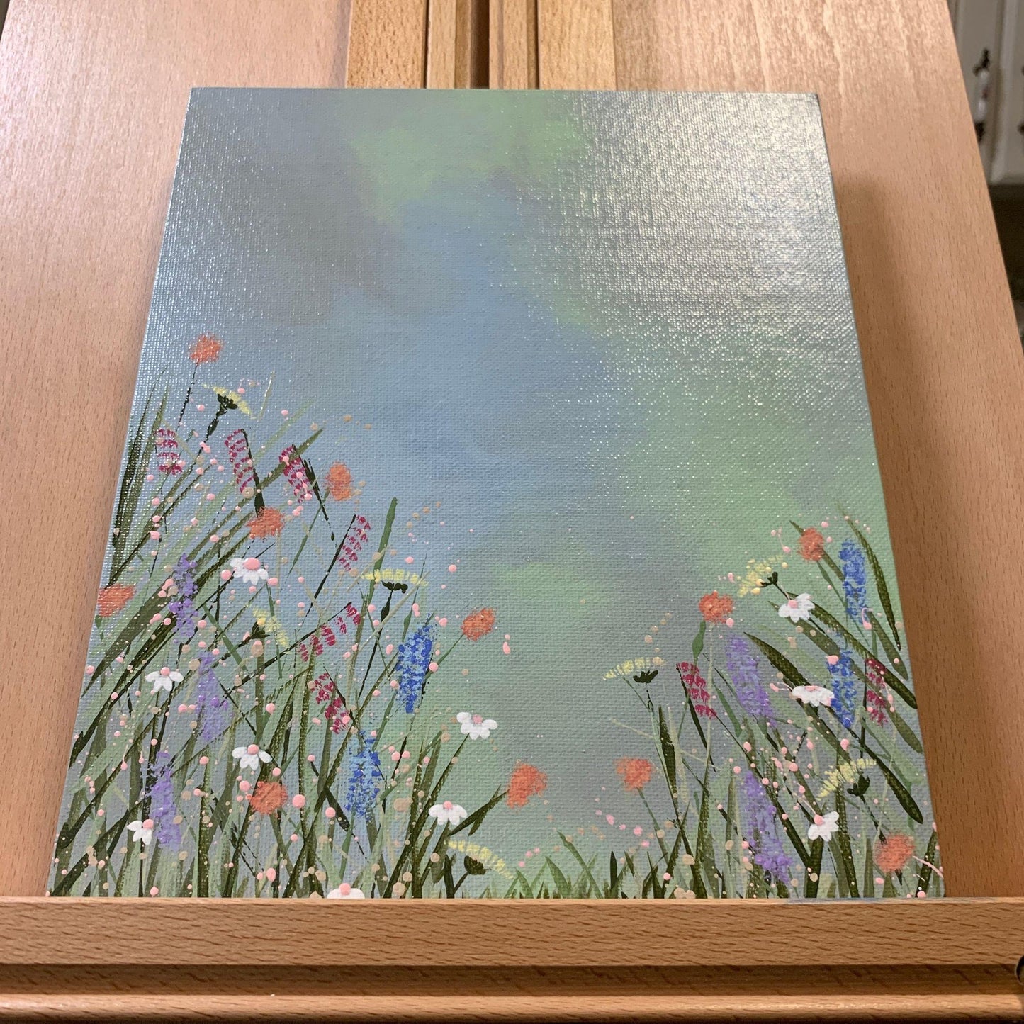 Gorgeous Field of Wildflowers Original Acrylic Painting 8" x 10"