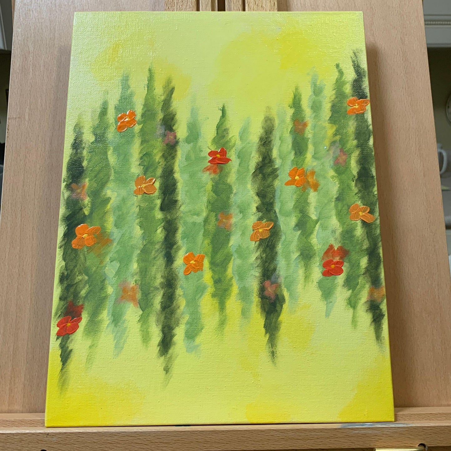 Orange Wildflower Chains Acrylic Painting by Deb Bossert Arworks