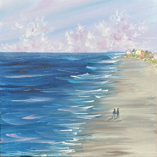 Beach All To Ourselves by Deb Bossert Artworks, 8" x 8" Seascape Painting