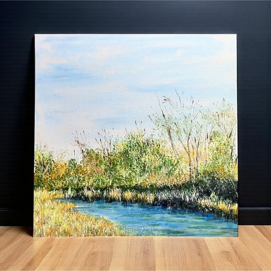 Original Acrylic Painting "On A Cold Afternoon" Contemporary Art 8" X 8" Unframed