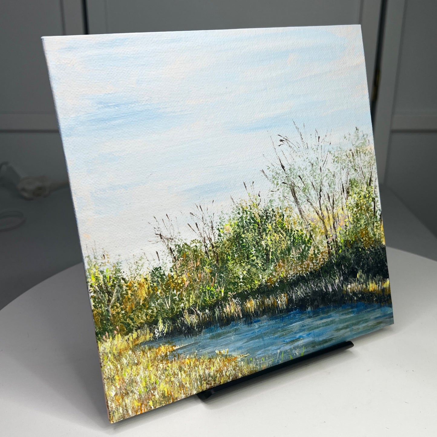 Original Acrylic Painting "On A Cold Afternoon" Contemporary Art 8" X 8" Unframed