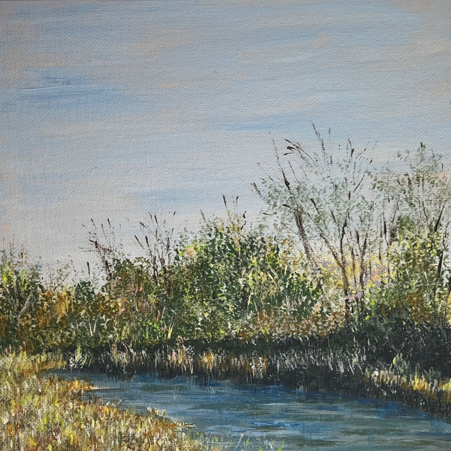 Original Acrylic Painting "On A Cold Afternoon" Contemporary Art 8" X 8" Unframed