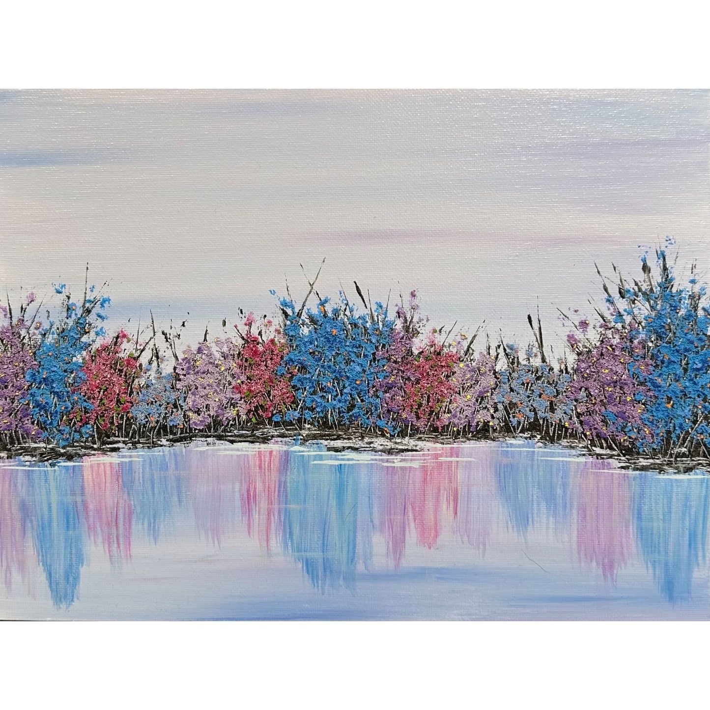 A Colorful Morning 9x12 Acrylic Mixed Media Nature Wall Art Original Painting