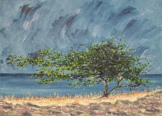 Storm Rolling In - Acrylic Seascape Painting by Deb Bossert Artworks, 5" x 7"