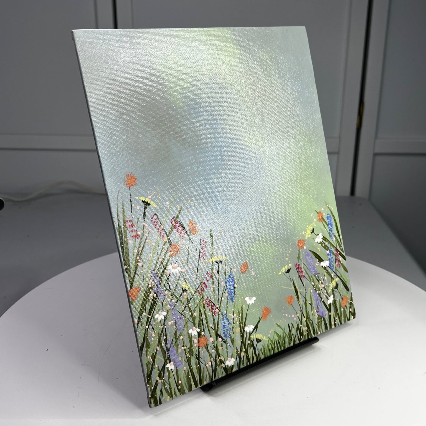 Gorgeous Field Of Wildflowers Original Acrylic Painting 8" x 10" Floral Wall Art