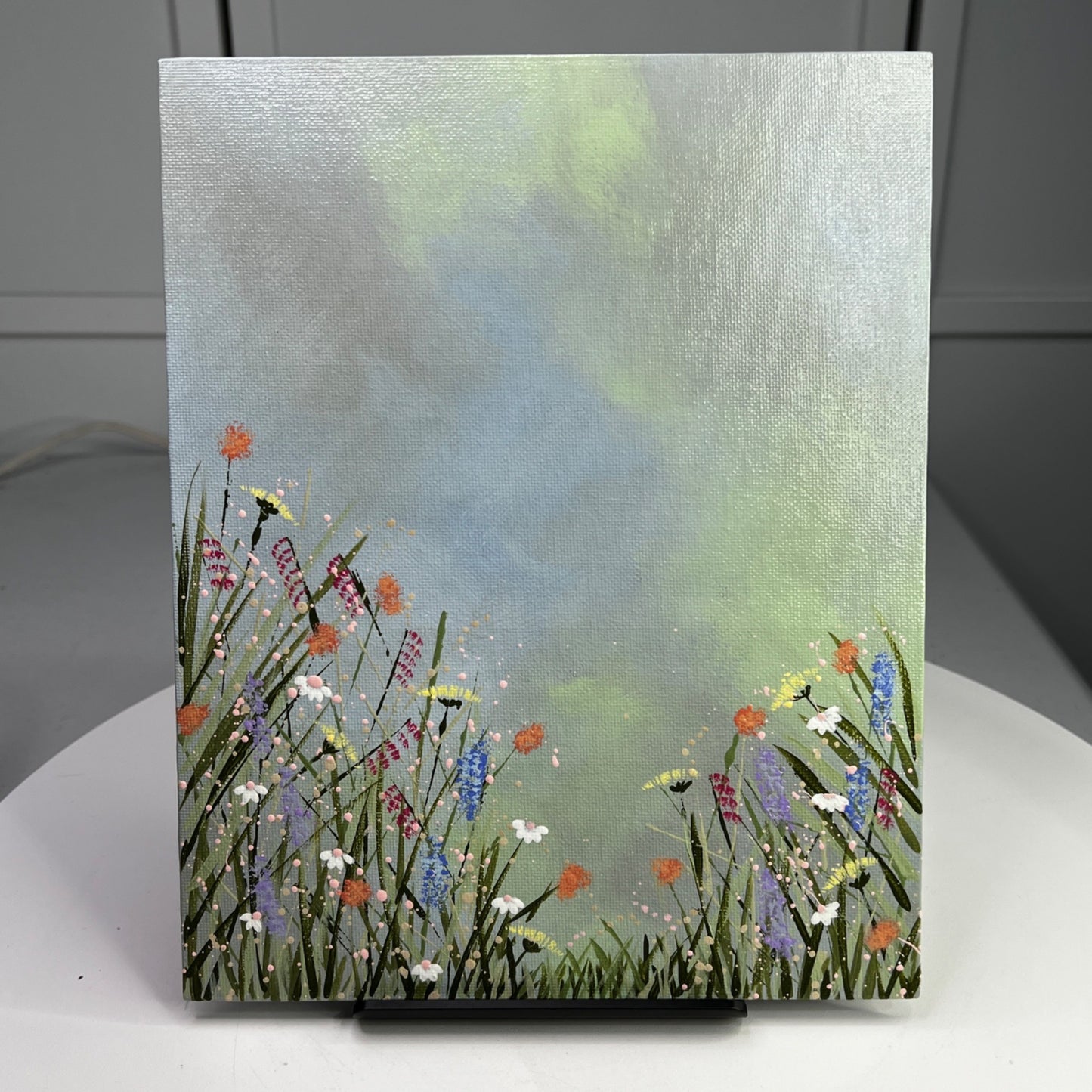 Gorgeous Field Of Wildflowers Original Acrylic Painting 8" x 10" Floral Wall Art