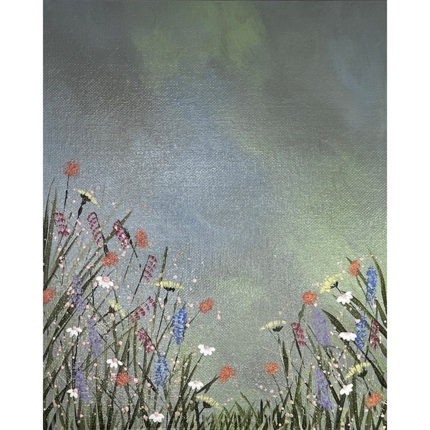 Gorgeous Field Of Wildflowers Original Acrylic Painting 8" x 10" Floral Wall Art