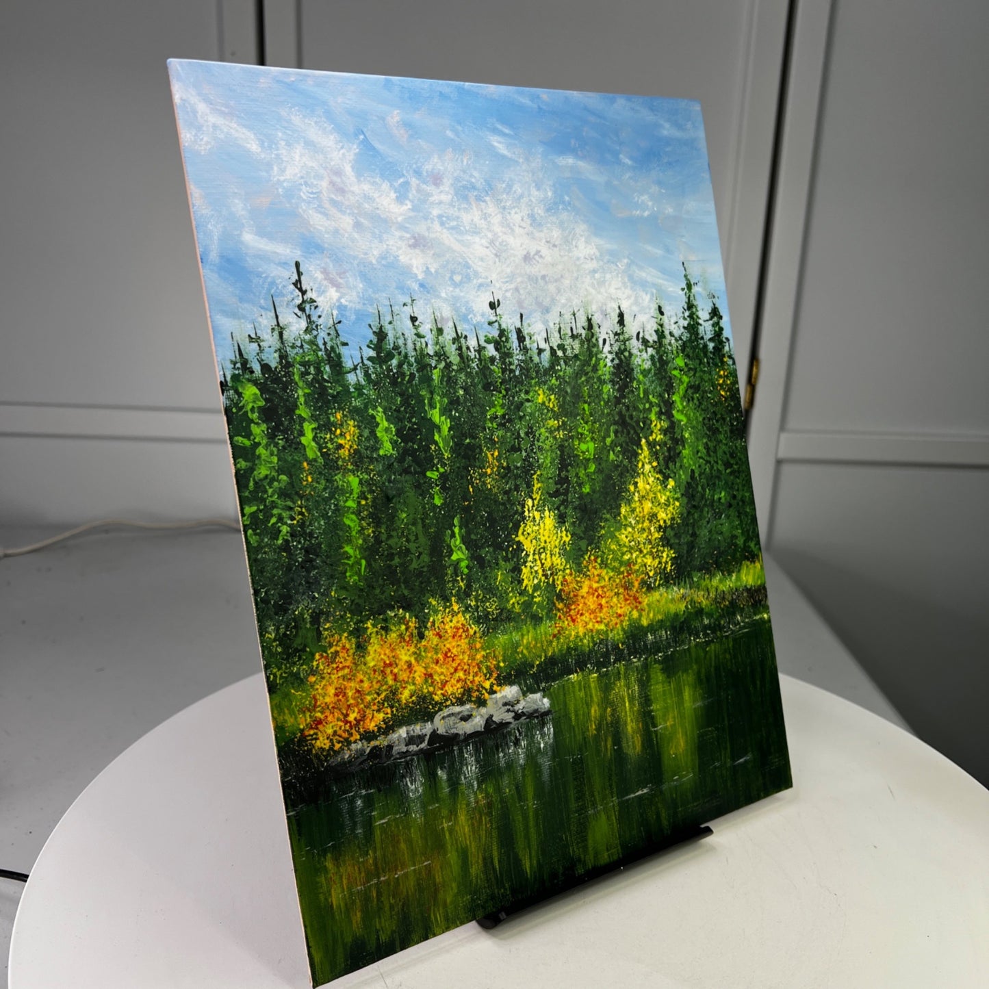 Lake Trip Original 9" x 12" Acrylic Painting Unframed Beautiful Nature Wall Art
