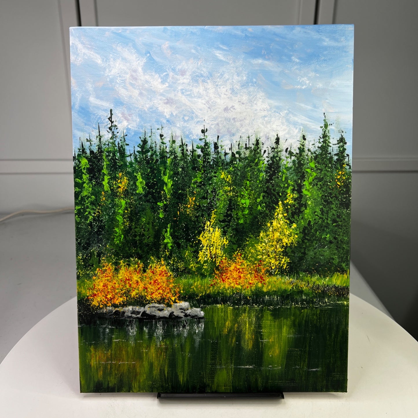 Lake Trip Original 9" x 12" Acrylic Painting Unframed Beautiful Nature Wall Art
