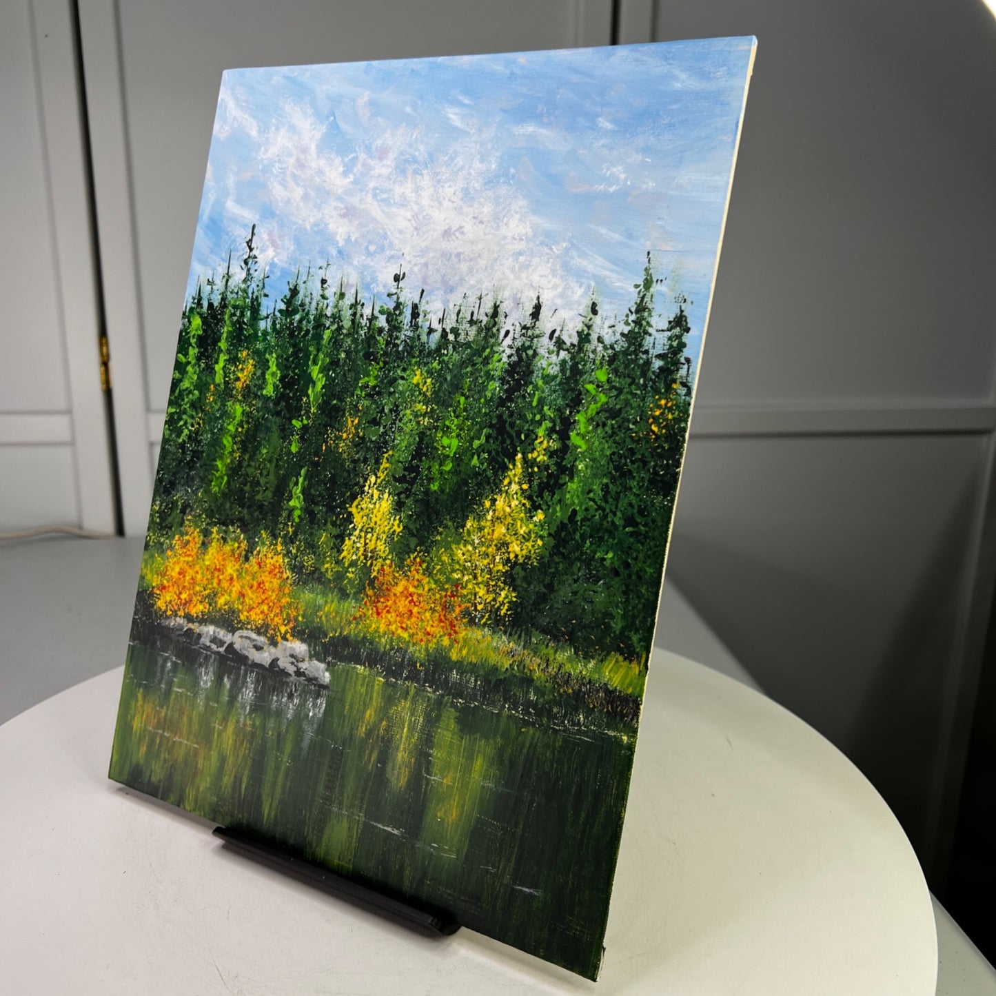 Lake Trip Original 9" x 12" Acrylic Painting Unframed Beautiful Nature Wall Art