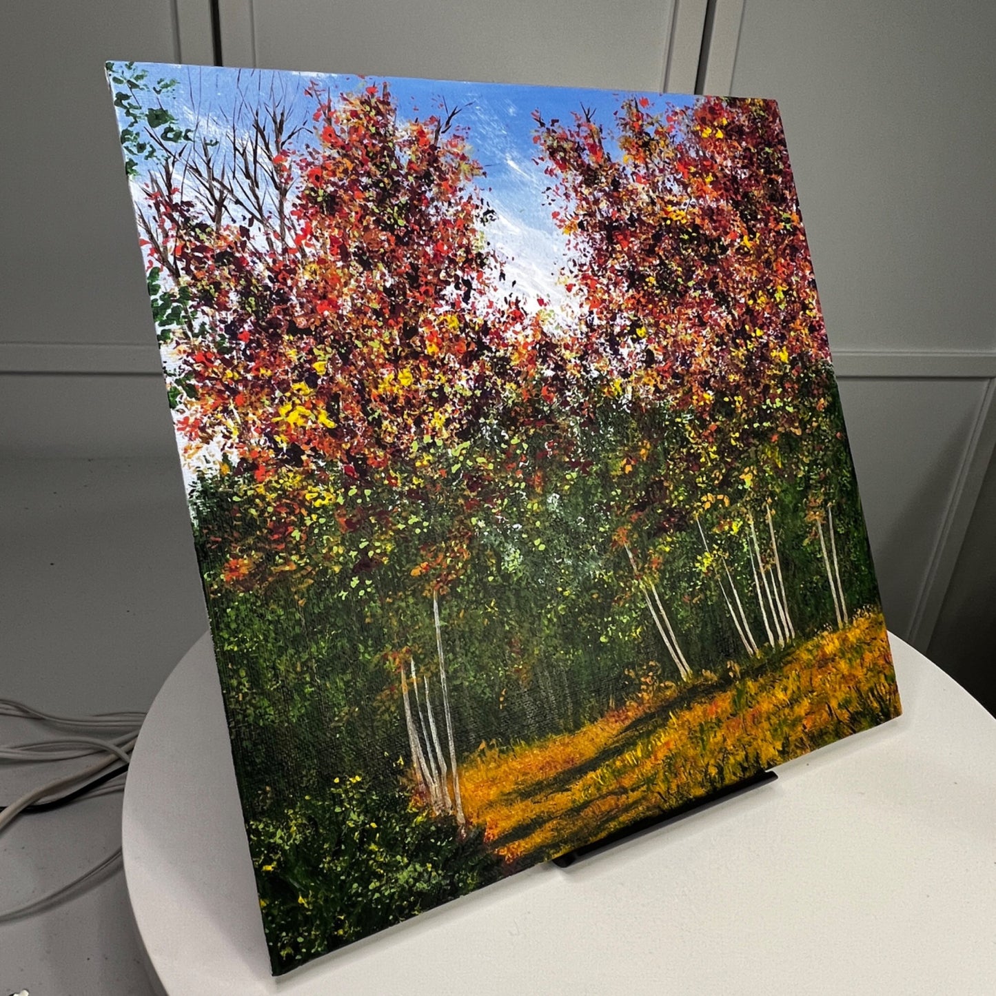 On A Perfect Fall Day Original Acrylic Painting On Canvas 12" x 12" Unframed Art