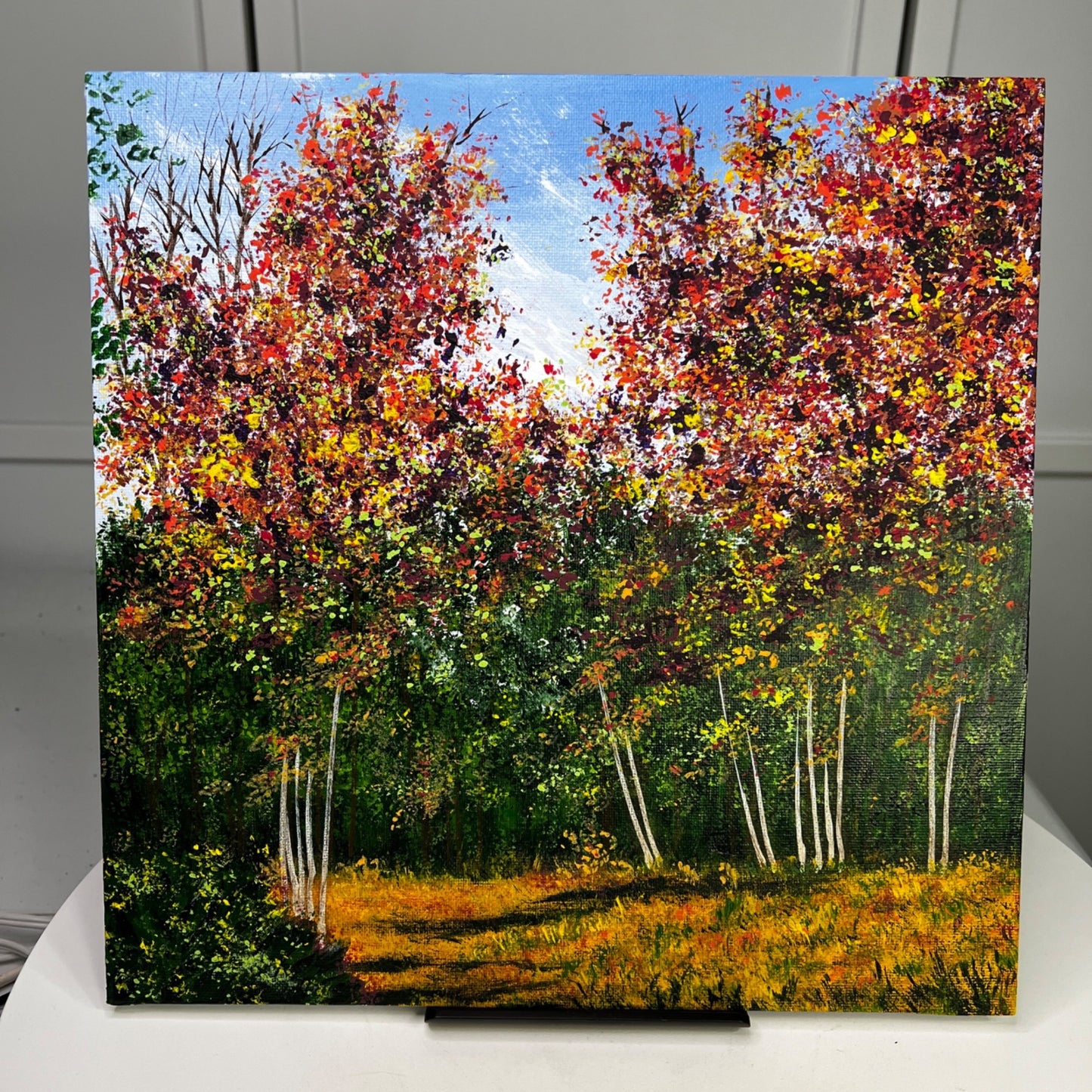 On A Perfect Fall Day Original Acrylic Painting On Canvas 12" x 12" Unframed Art