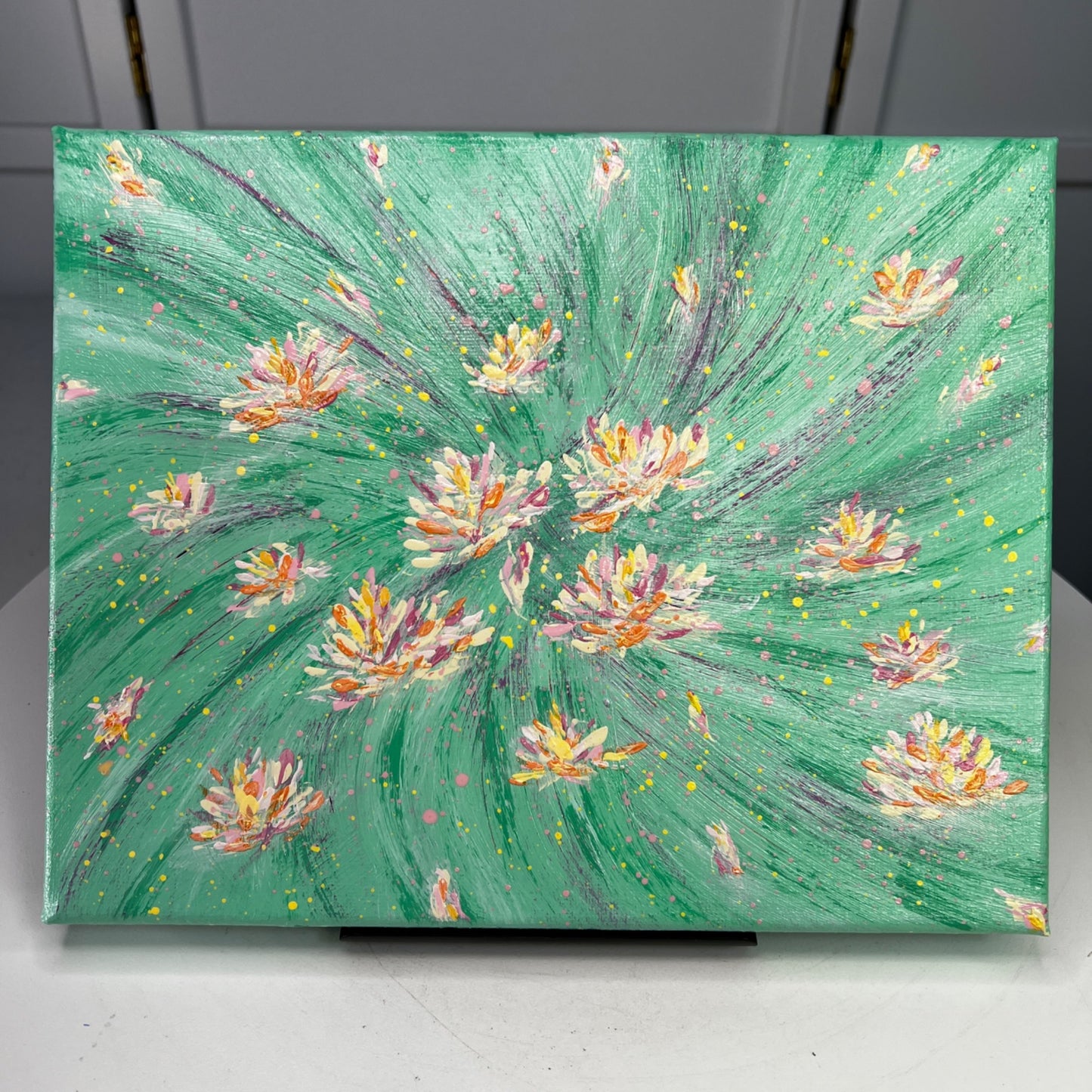 Flowering 9 Stretched Canvas Original Acrylic 8" x 10" Painting Floral Wall Art