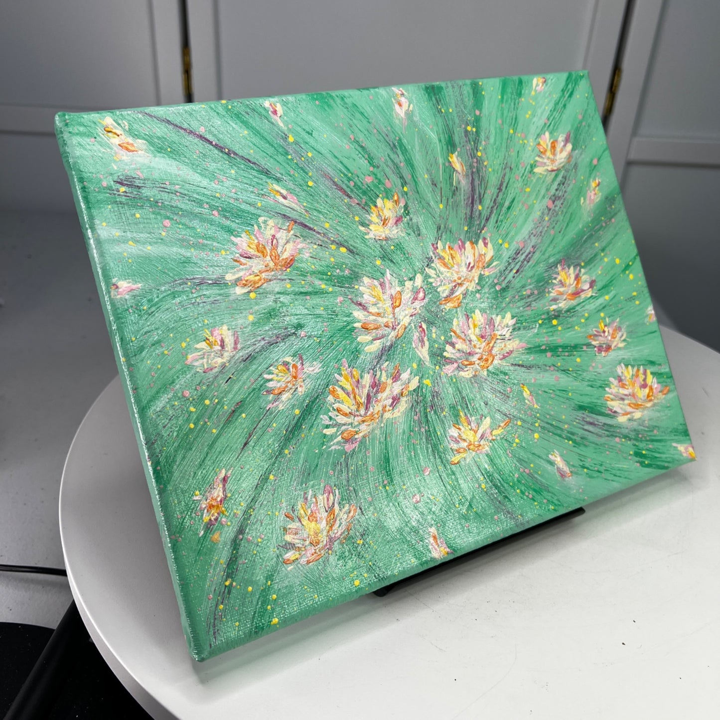 Flowering 9 Stretched Canvas Original Acrylic 8" x 10" Painting Floral Wall Art
