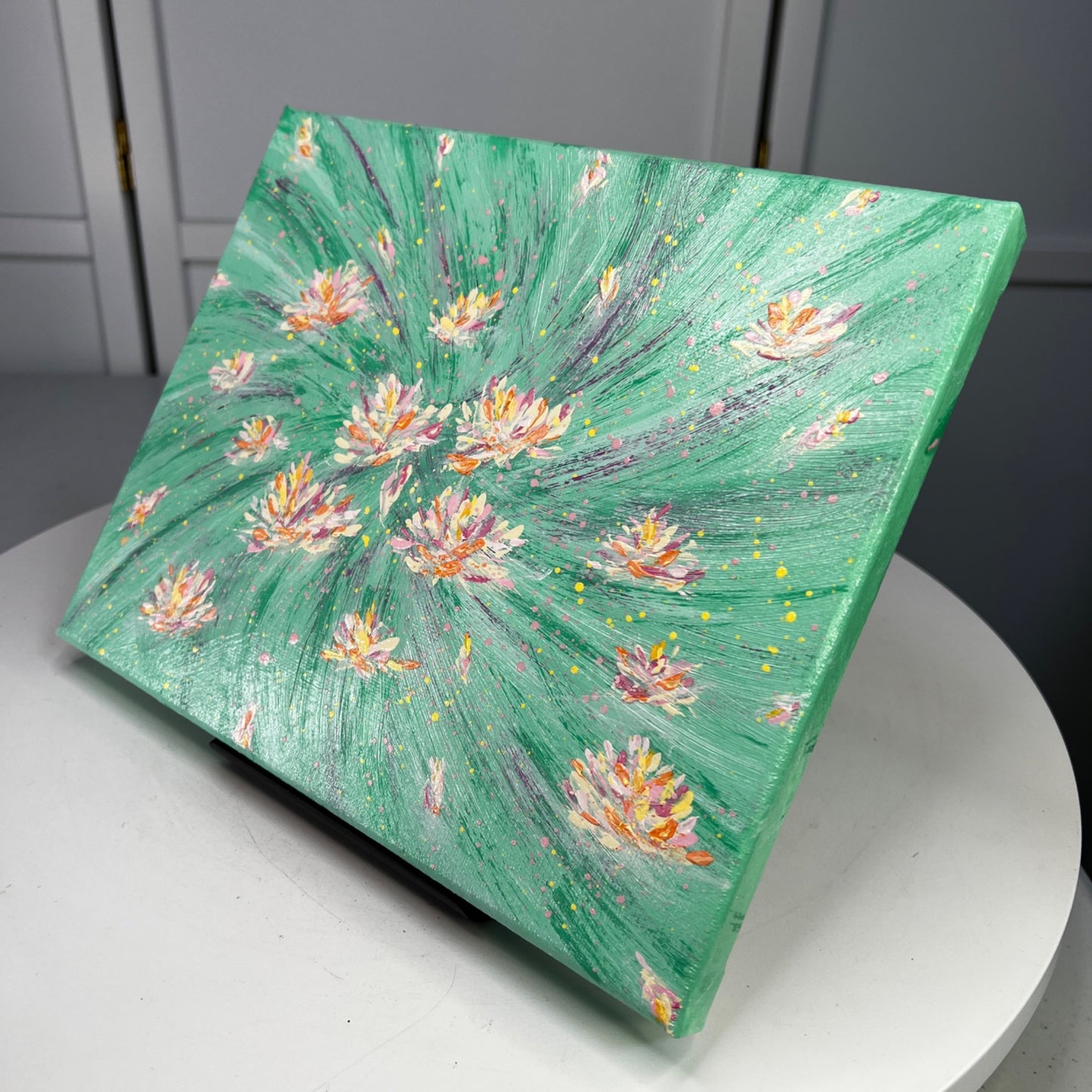 Flowering 9 Stretched Canvas Original Acrylic 8" x 10" Painting Floral Wall Art